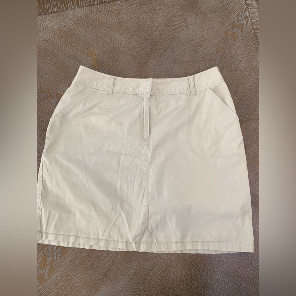 Croft & Barrow Khaki Mini Skort Sz 14 Stretch Front Pockets Waist 33” Length 18”